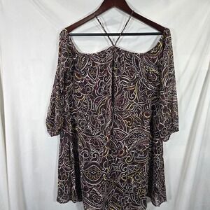 Anthropologie Moon‎ River Size XS Brown Off The Shoulder Mini Dress
